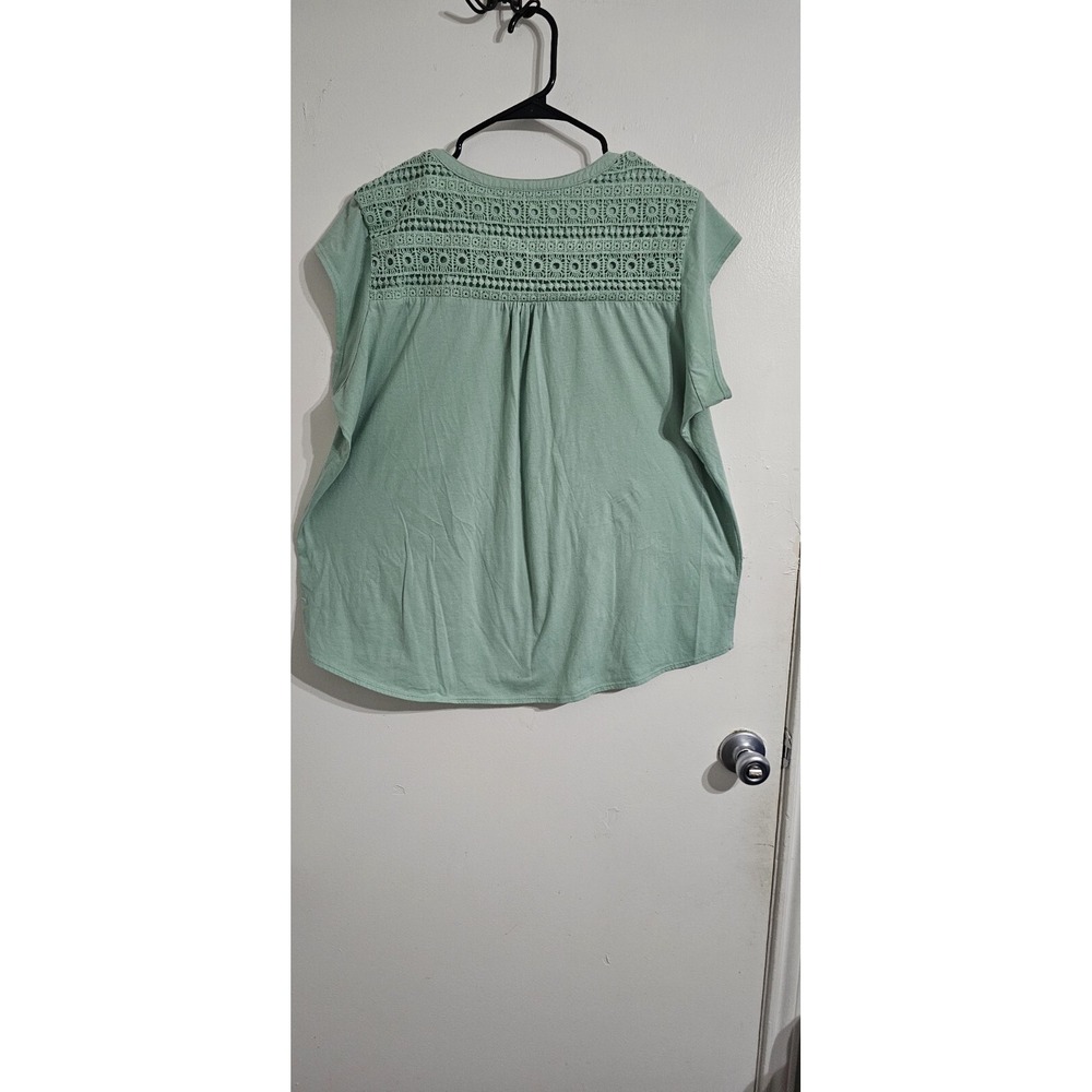 Orvis Anna Crochet Top Womens 2X Green V-Neck Casual Flowy Beach Lounge Wear - Picture 8 of 10
